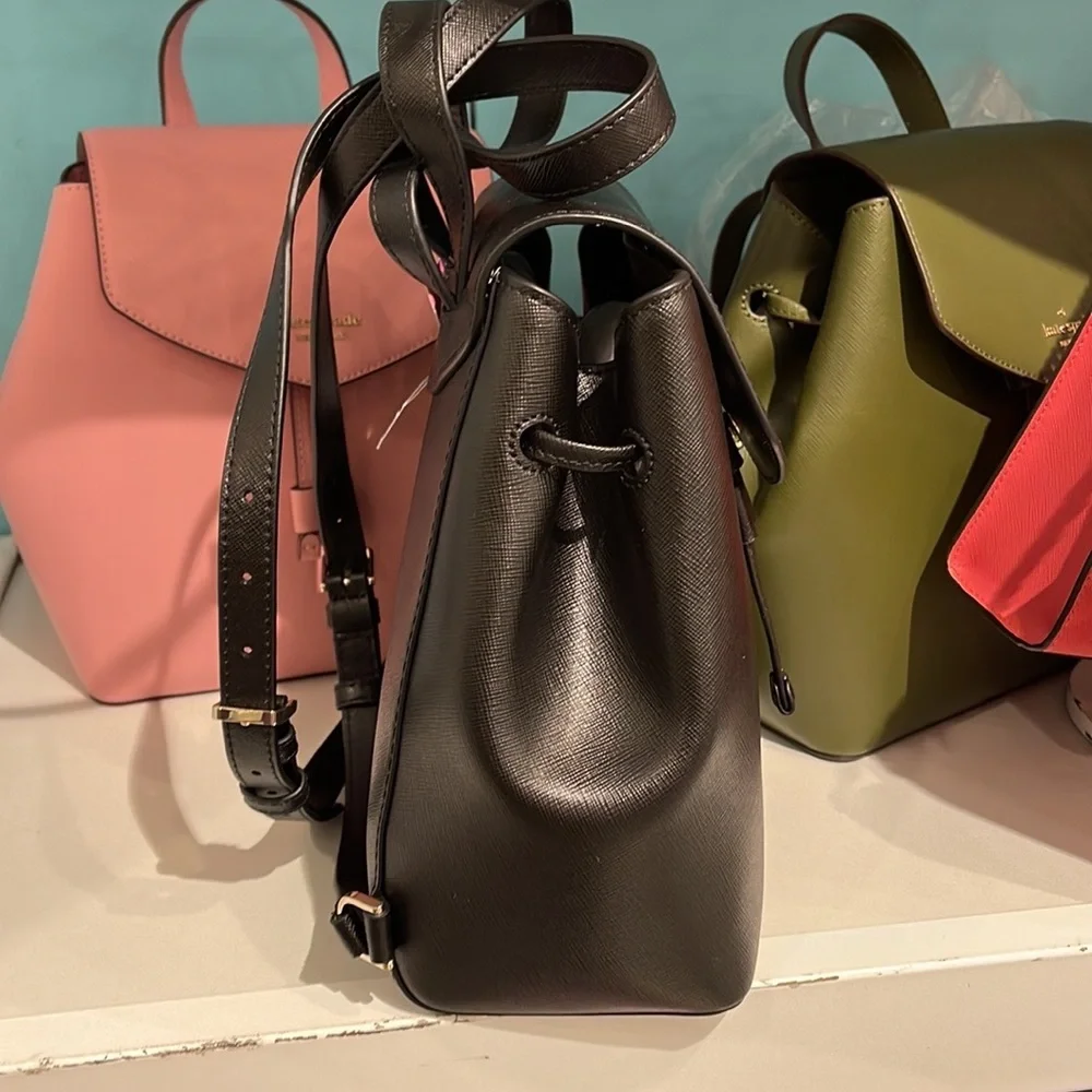 Kate Spade Lizzie Medium Flap Backpack Black - Picture 10 of 16